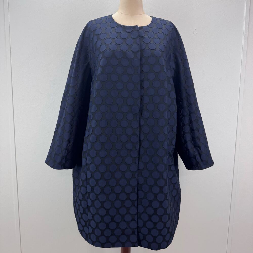 NWT Marina Rinaldi Blue Navy Polkadot Coat Jacket Plus 22 Career Capsule Luxury